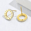 Water Proof Roman Numerals Hollow Stud Earrings