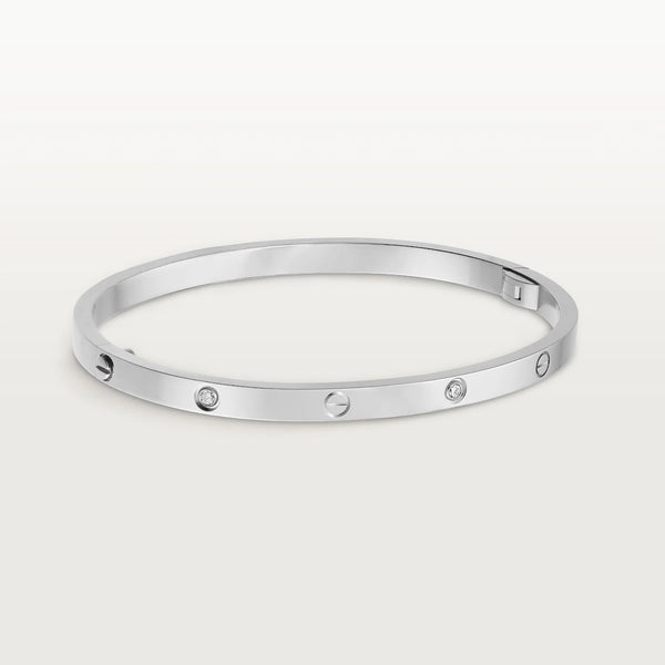 Stainless Steel Silver Crystal Bangle Open Cuff for Women/Love Cartier