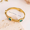 Water Proof Irregular Emerald ObliqueGreen Zircon 18k Gold Plated Bangle