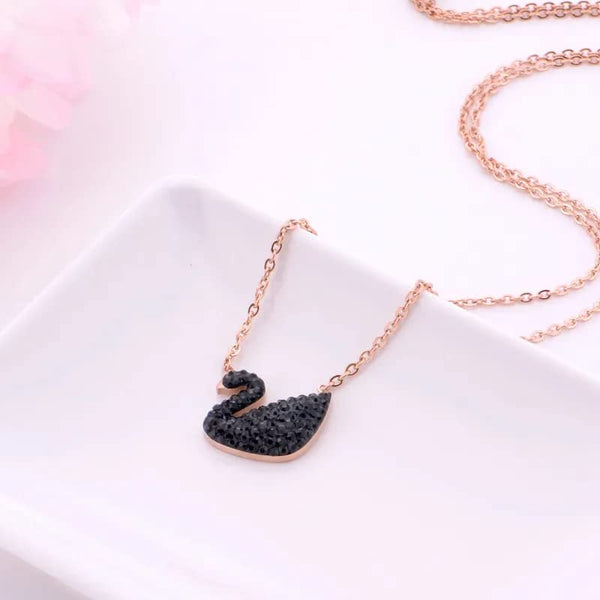 Beautiful Black Swan Stainless Steel Pendant For Girls Trendy Locket Necklace For Women