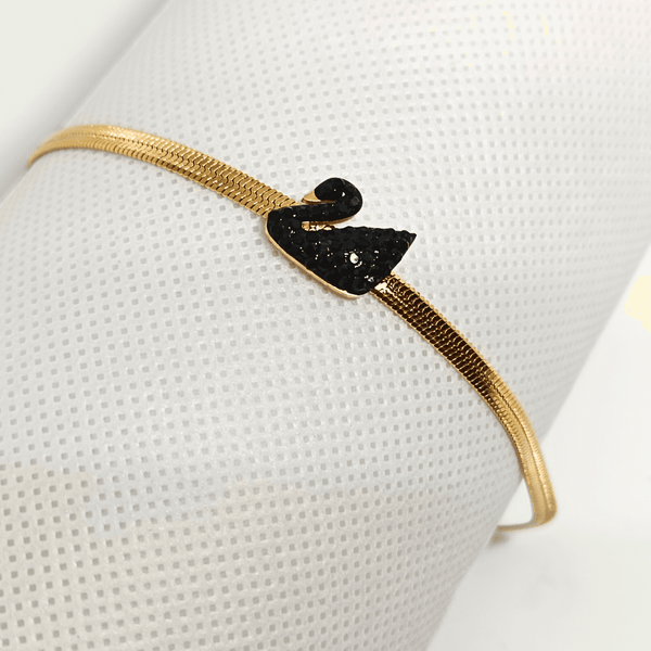 Imported Black Swan Golden Snake Chain Stainless Steel Bracelet