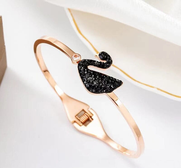 Swarovski Rose Gold-Plated Stone-Studded Swan Bangle