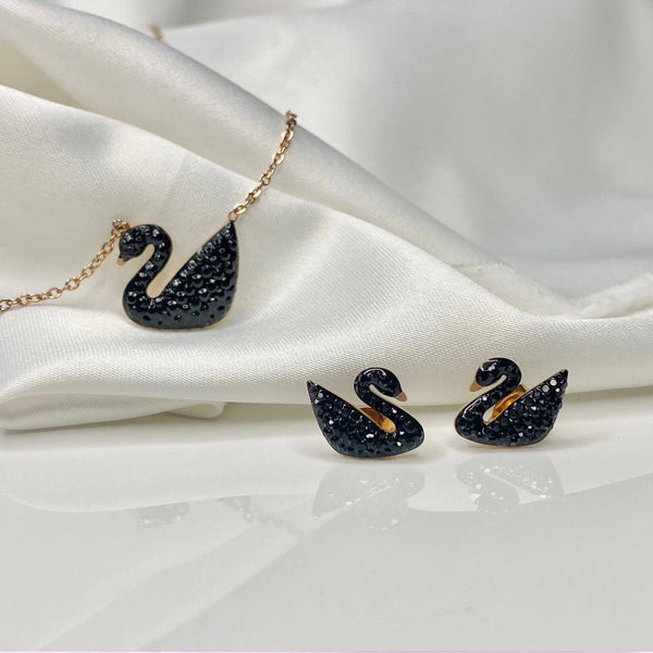 Stainless Steel Swan Earring and Necklace Set