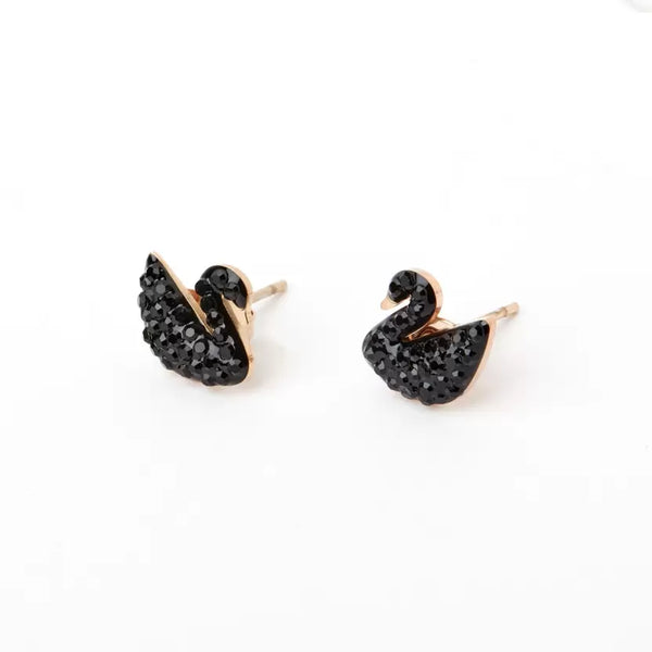 Swan Studs Cubic Zirconia Metal Stud Earring