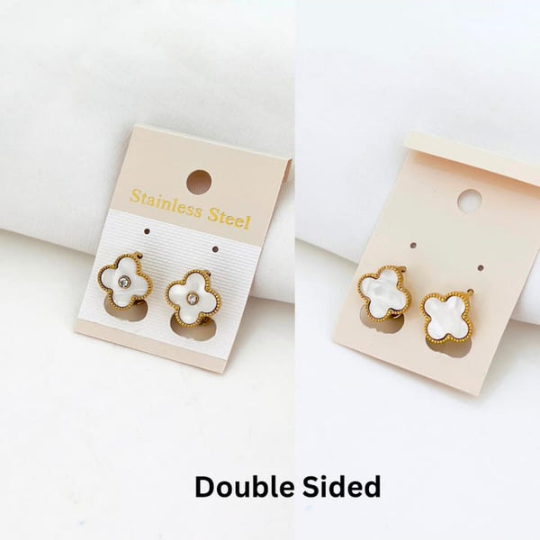 Cute Double Sided Ear Studs (Black & White) | Water Proof