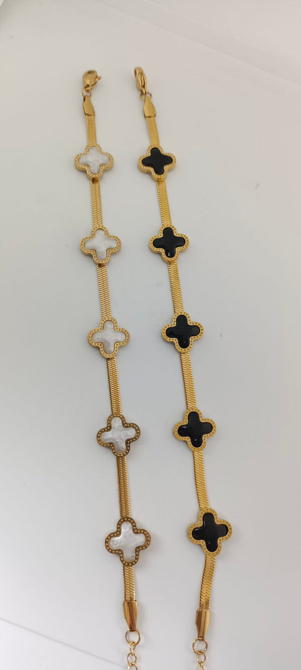 New Stainless Steel 18kgold 4 Leaf Clover Bracelet