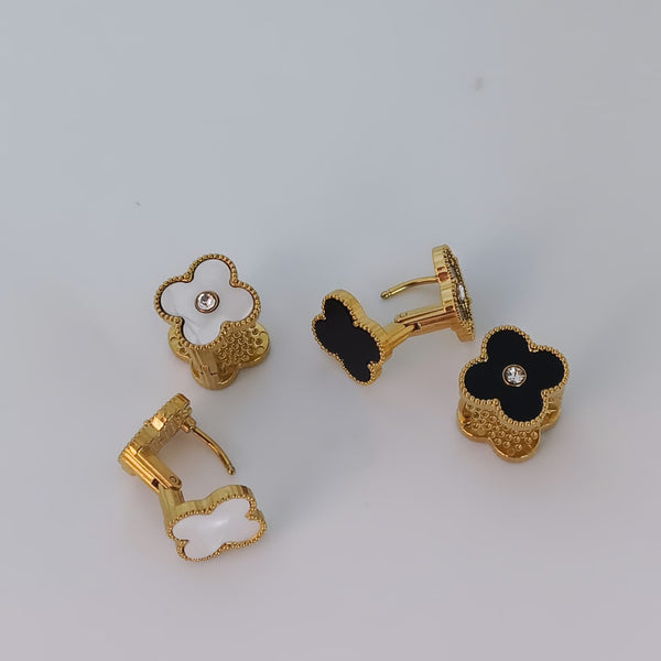 Cute Double Sided Ear Studs (Black & White) | Water Proof