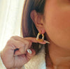 Square shape gold plated zircon Hoop earrings | Water Proof
