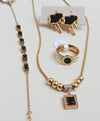 Premium Zircon Black 4 pcs Combo Set | Tarnish Free