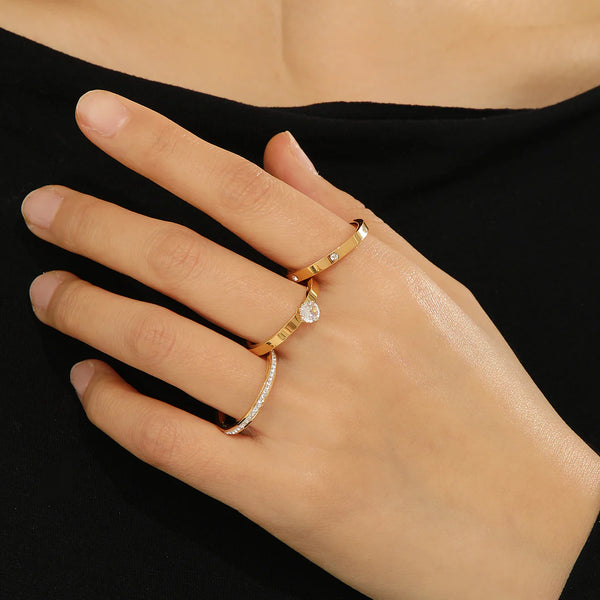 18k Gold 3 in 1 Minimalist Zircon Ring