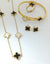 Stainless Steel 4 Piece Clover Set With Hand Cuff White and Black