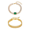 Emerald Bracelet And Braided Bracelet Stack