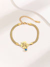 Stunning Stainless Steel Blue Eye Charm Bracelet
