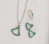 Elegant Stone Studded Necklace & Ear Studs & Ring (Green)