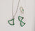 Elegant Stone Studded Necklace & Ear Studs & Ring (Green)