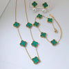 Clover 3 Pieces Combo Deal ( Bracelet + 5 Clover Mala + Studs ) - Green – Water Proof & Tarnish-Free