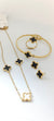 Stainless Steel 4 Piece Clover Set With Hand Cuff White and Black