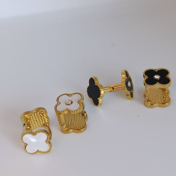 Cute Double Sided Ear Studs (Black & White) | Water Proof