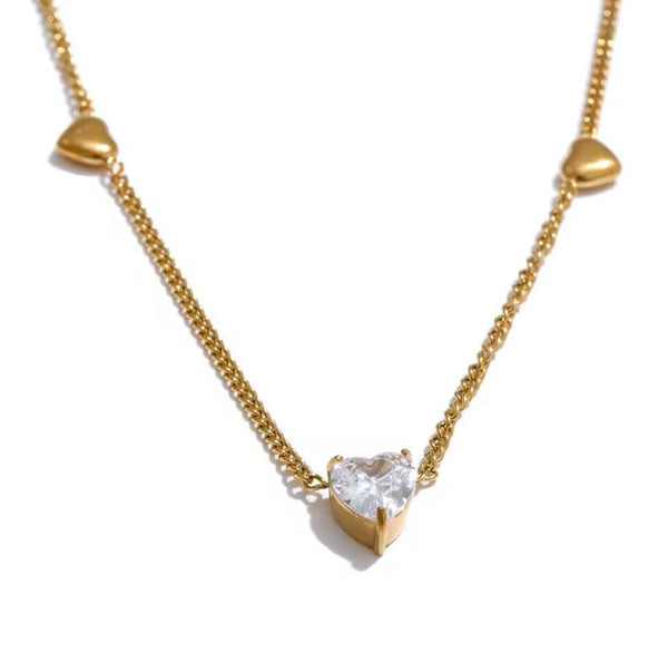 High Quality Heart Neckless With Heart Stone