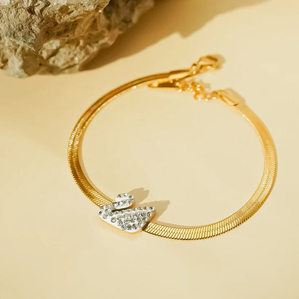 Imported Black Swan Golden Snake Chain Stainless Steel Bracelet