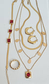 Luxury 3 Layer Red Zircon Necklace Set (4 pcs) | Anti Tarnish | Water Proof