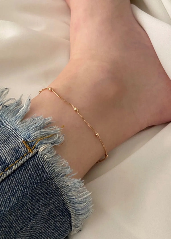 Minimal Beads Anklet | Stainless Steel