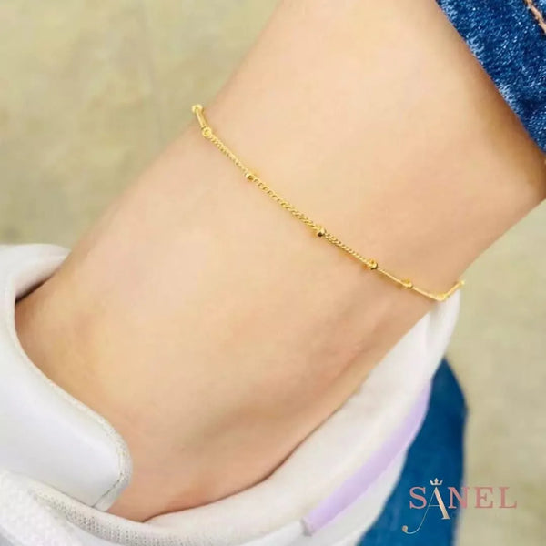 Minimal Beads Anklet | Stainless Steel