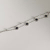 Silver Stainless Steel Double Layer Black Adjustable Chain Bracelet