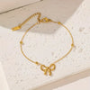 Hollow Bow Shape & Round Bead Bracelet – Waterproof & Tarnish-Free