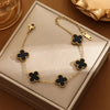 Classic Black Clover Double Sided Stainless Steel Bracelet