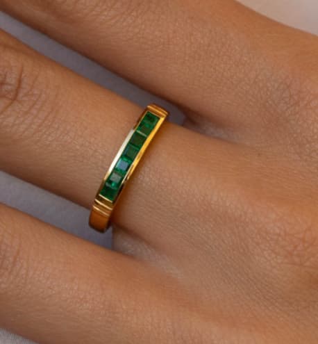 Natural Emerald Gold Band
