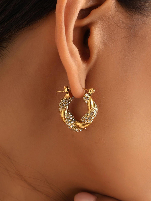 Twisted Zircon Pearl Earrings | High Quality