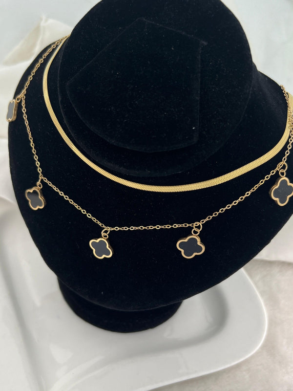 Double Layered Multi Colver Necklace / Mala - Water Proof & Gold Plated (White & Black)
