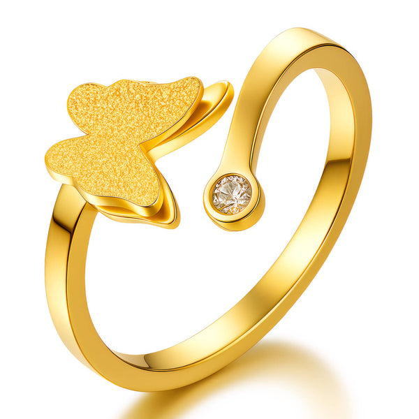 Exquisite Stainless Steel Butterfly Adjustable Ring