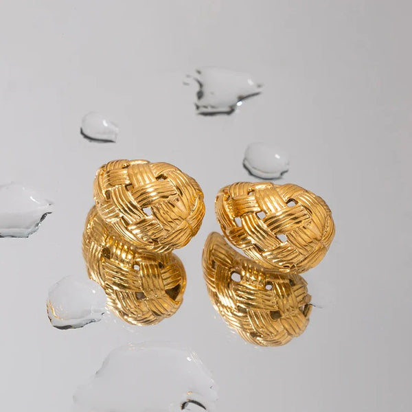 Water Drop Braid 18k Gold Earrings