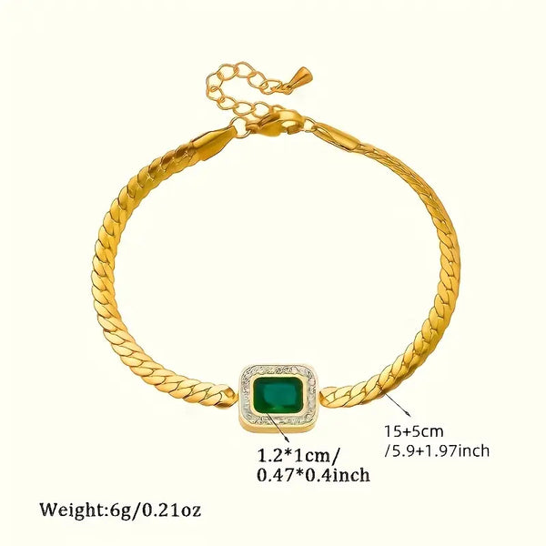 Emerald Snake Chain Bracelet