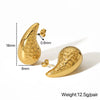 Gold Self Textured Tear Drop Earrings