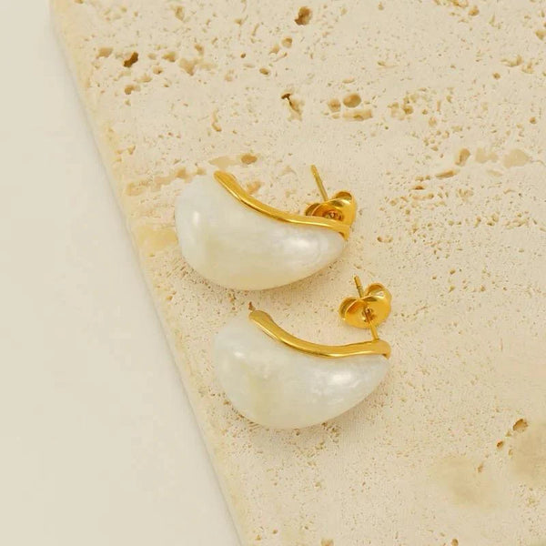 Marble Wave 18k Gold Earrings