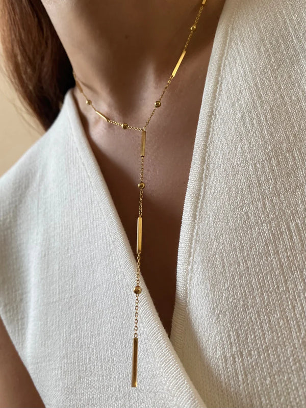 Aurora Lariat Necklace - Implant Grade Titanium Waterproof, Non Tarnish