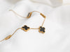 Classic Black Clover Double Sided Stainless Steel Bracelet