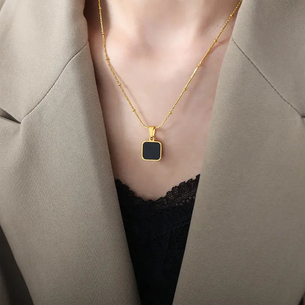 Stainless Steel Reversible Square Pendant