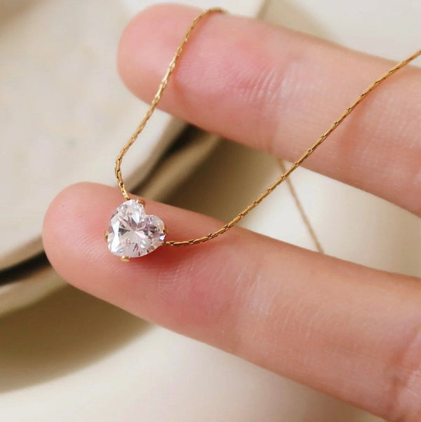Stainless steel zircon heart pendant