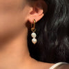 Pearl Drop Hoop Earrings