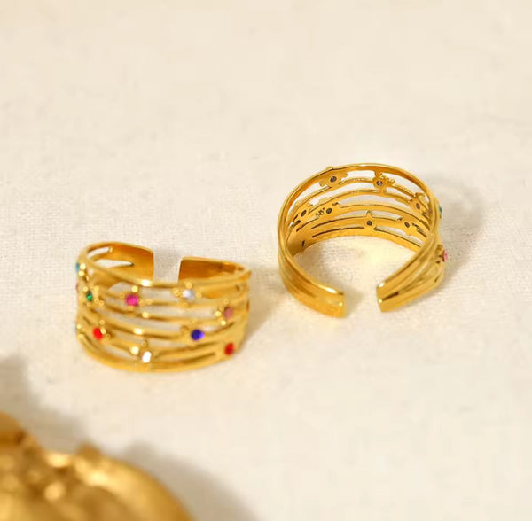 Multi-Tone Crystal Ring