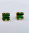 Trendy Green and Gold Four Leaf Clover Stud Earring for Girls