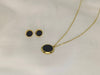 Fashion Simple Exquisite Round Black & White Enamel Stainless Steel Necklace and Ear studs for Women's
