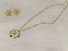 Fashion Simple Exquisite Round Black & White Enamel Stainless Steel Necklace and Ear studs for Women's