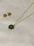 Fashion Simple Exquisite Round Black & White Enamel Stainless Steel Necklace and Ear studs for Women's