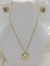 Fashion Simple Exquisite Round Black & White Enamel Stainless Steel Necklace and Ear studs for Women's