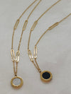 Delicate Stainless Steel Roman Numerals Double Sided Round Charm Necklace